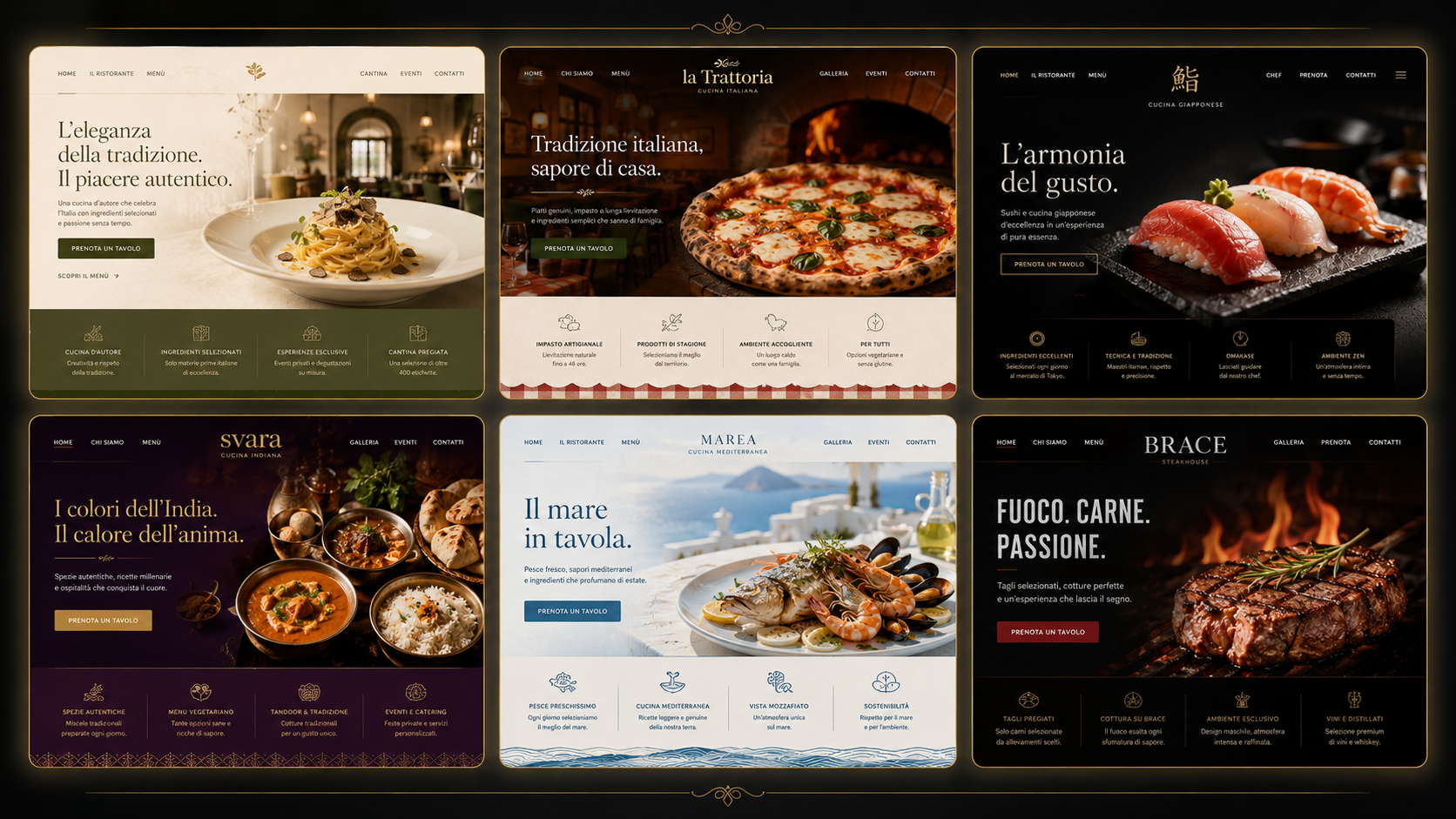 Premium restaurant website concept inside a desktop preview